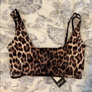 Leopard velvet crop top
